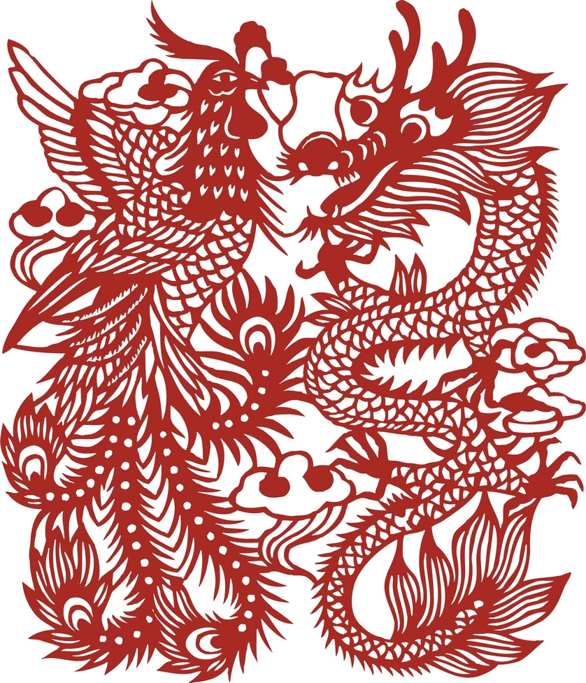 中国风中式传统喜庆民俗人物动物窗花剪纸插画边框AI矢量PNG素材【202】